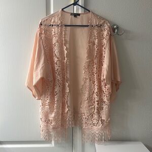 Boho Peach Lace Kimono Cardigan